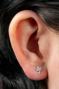 Titanium Internally Threaded Labrets 1.2mm - Titanium Marquise Iris Leaf