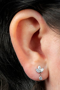 Titanium Internally Threaded Labrets 1.2mm - Titanium Marquise Ivy Leaves Trio and Solitaire Top