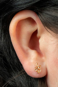 Titanium Internally Threaded Labrets 1.2mm - Gold Titanium Claw Set Marquise Jewelled Leaf