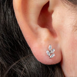 Titanium Internally Threaded Labrets 1.2mm - Claw Set Marquise Jewelled Leaf