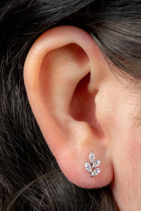 Titanium Internally Threaded Labrets 1.2mm - Titanium Claw Set Marquise Jewelled Leaf