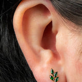 Titanium Internally Threaded Labrets 1.2mm - Gold Titanium Claw Set Marquise Jewelled Leaf