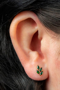 Titanium Internally Threaded Labrets 1.2mm - Gold Titanium Claw Set Marquise Jewelled Leaf