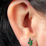 Titanium Internally Threaded Labrets 1.2mm - Titanium Claw Set Marquise Jewelled Leaf