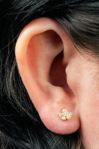 Titanium Internally Threaded Labrets 1.2mm - Titanium Claw Set Marquise Jewelled Leaves Trio
