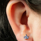 Titanium Internally Threaded Labrets 1.2mm - Titanium Claw Set Marquise Jewelled Leaves Trio