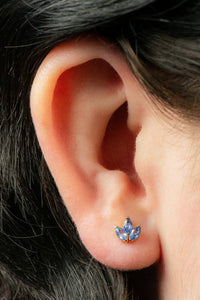 Titanium Internally Threaded Labrets 1.2mm - Titanium Claw Set Marquise Jewelled Leaves Trio