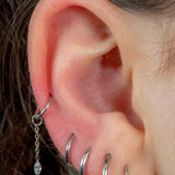 Titanium Hinged Clicker Ring with Titanium Jewelled Marquise Drop Charm