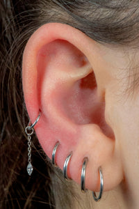 Titanium Hinged Clicker Ring with Titanium Jewelled Marquise Drop Charm