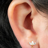 Titanium Internally Threaded Labrets 1.2mm - Titanium Marquise Triple Jewelled Fan with Solitaire