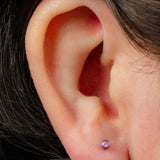 Titanium Internally Threaded Labrets 1.2mm - Titanium Bezel Set Opal Disk