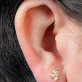 Titanium Internally Threaded Labrets 1.2mm - Titanium Claw Set Opal and Jewel Water Lily