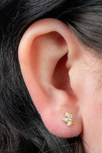 Titanium Internally Threaded Labrets 1.2mm - Titanium Claw Set Opal and Jewel Water Lily