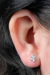 Titanium Internally Threaded Labrets 1.2mm - Titanium Claw Set Opal and Jewel Water Lily