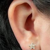 Titanium Internally Threaded Labrets 1.2mm - Titanium Jewelled Periwinkle Flower