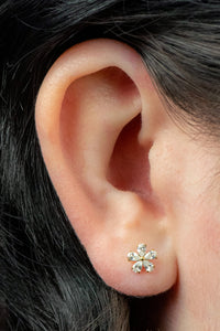 Titanium Internally Threaded Labrets 1.2mm - Titanium Jewelled Periwinkle Flower