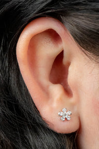 Titanium Internally Threaded Labrets 1.2mm - Titanium Jewelled Periwinkle Flower