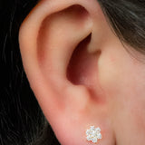 Titanium Internally Threaded Labrets 1.2mm - Claw Set Jewelled Primrose Flower