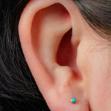 Titanium Internally Threaded Labrets 1.2mm - Titanium Bezel Set Turquoise Stone Top