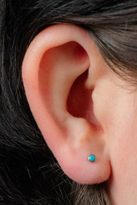 Titanium Internally Threaded Labrets 1.2mm - Titanium Bezel Set Turquoise Stone Top