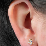 Titanium Internally Threaded Labrets 1.2mm - Titanium Claw Set Jewelled Water Lily