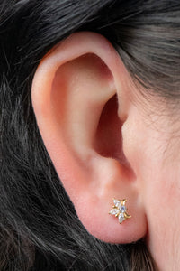 Titanium Internally Threaded Labrets 1.2mm - Titanium Claw Set Jewelled Water Lily