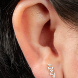 Titanium Internally Threaded Labrets 1.2mm - Jewelled Wave Baguette