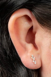 Titanium Internally Threaded Labrets 1.2mm - Jewelled Wave Baguette