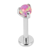 Titanium Internally Threaded Labrets 1.2mm - Claw Set Synth Opal Ball