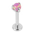 Titanium Internally Threaded Labrets 1.2mm - Claw Set Synth Opal Ball