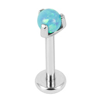 Titanium Internally Threaded Labrets 1.2mm - Claw Set Synth Opal Ball