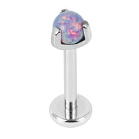 Titanium Internally Threaded Labrets 1.2mm - Claw Set Synth Opal Ball