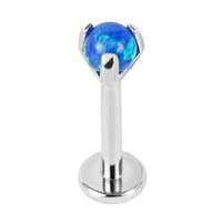 Titanium Internally Threaded Labrets 1.2mm - Claw Set Synth Opal Ball