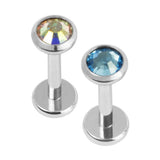 Titanium Internally Threaded Labrets 1.2mm - Jewelled Disk