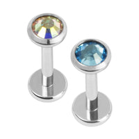 Titanium Internally Threaded Labrets 1.2mm - Jewelled Disk