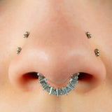 Titanium Claw Set Moonlight Jewelled Hinged Clicker Ring