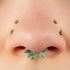 Titanium Claw Set Moss Agate Falling Leaves Marquise Hinged Clicker Ring