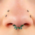 Titanium Claw Set Moss Agate Falling Leaves Marquise Hinged Clicker Ring