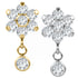 Titanium Internally Threaded Labrets 1.2mm - Jewelled Primrose Flower with Solitaire Drop