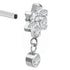 Titanium Internal Primrose Flower with Solitaire Drop Gem Top