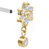 Titanium Internally Threaded Labrets 1.2mm - Jewelled Primrose Flower with Solitaire Drop