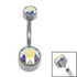 Titanium Internal Thread Flat Back Double Jewelled Belly Bar