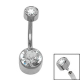 Titanium Internal Thread Flat Back Double Jewelled Belly Bar