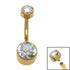 Titanium Internal Thread Flat Back Double Jewelled Belly Bar