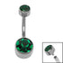 Titanium Internal Thread Flat Back Double Jewelled Belly Bar