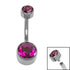 Titanium Internal Thread Flat Back Double Jewelled Belly Bar