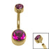 Titanium Internal Thread Flat Back Double Jewelled Belly Bar