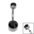 Titanium Internal Thread Flat Back Double Jewelled Belly Bar