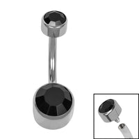 Titanium Internal Thread Flat Back Double Jewelled Belly Bar
