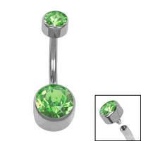Titanium Internal Thread Flat Back Double Jewelled Belly Bar
